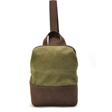 Shoulder sling, chest bag made of leather and canvas TARWA RCh-1905-3md