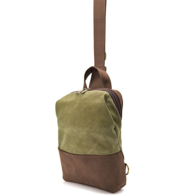 Shoulder sling, chest bag made of leather and canvas TARWA RCh-1905-3md