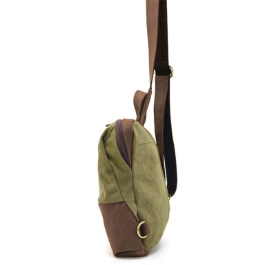 Shoulder sling, chest bag made of leather and canvas TARWA RCh-1905-3md