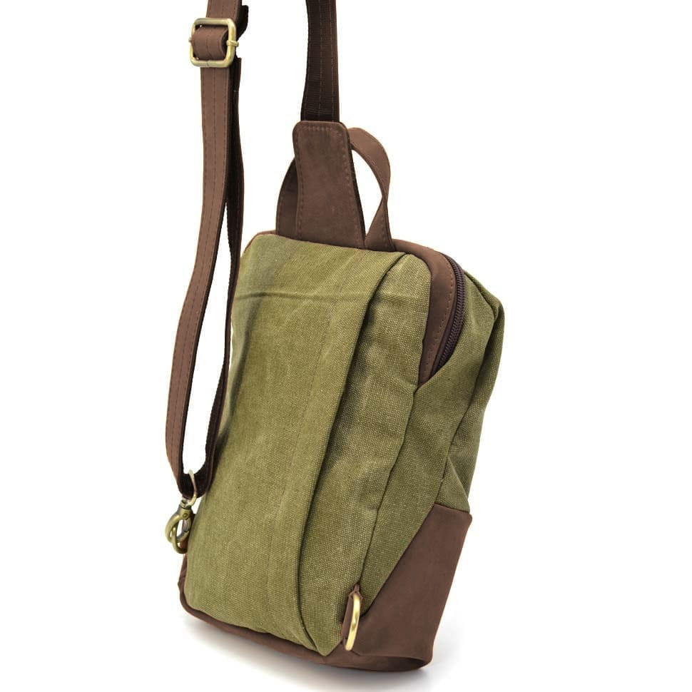 Слінг через плече, нагрудна сумка зі шкіри та канвасу TARWA RCh-1905-3md