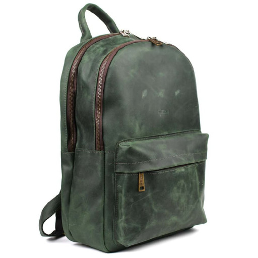 Чоловічий шкіряний рюкзак TARWA RE-7273-3md зелений крейзі хорс