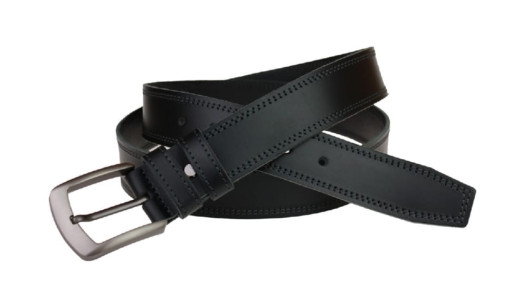 Ремінь шкіряний джинсовий подвійний рядок SULLIVAN 112-51(8.5)115-150 см чорний