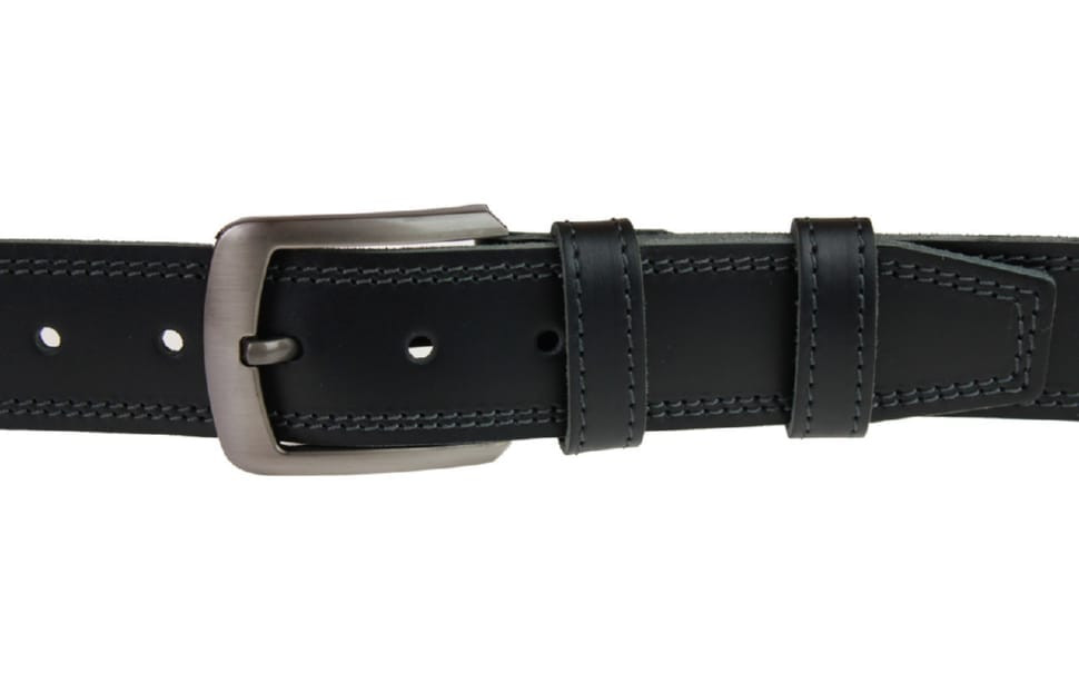 Ремінь шкіряний джинсовий подвійний рядок SULLIVAN 112-51(8.5)115-150 см чорний