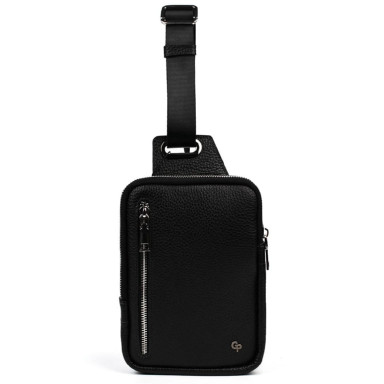Mens Leather Sling Bag in Black Grande Pelle 739710