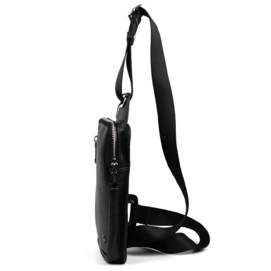 Mens Leather Sling Bag in Black Grande Pelle 739710