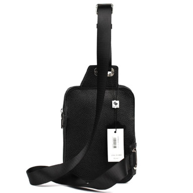 Mens Leather Sling Bag in Black Grande Pelle 739710
