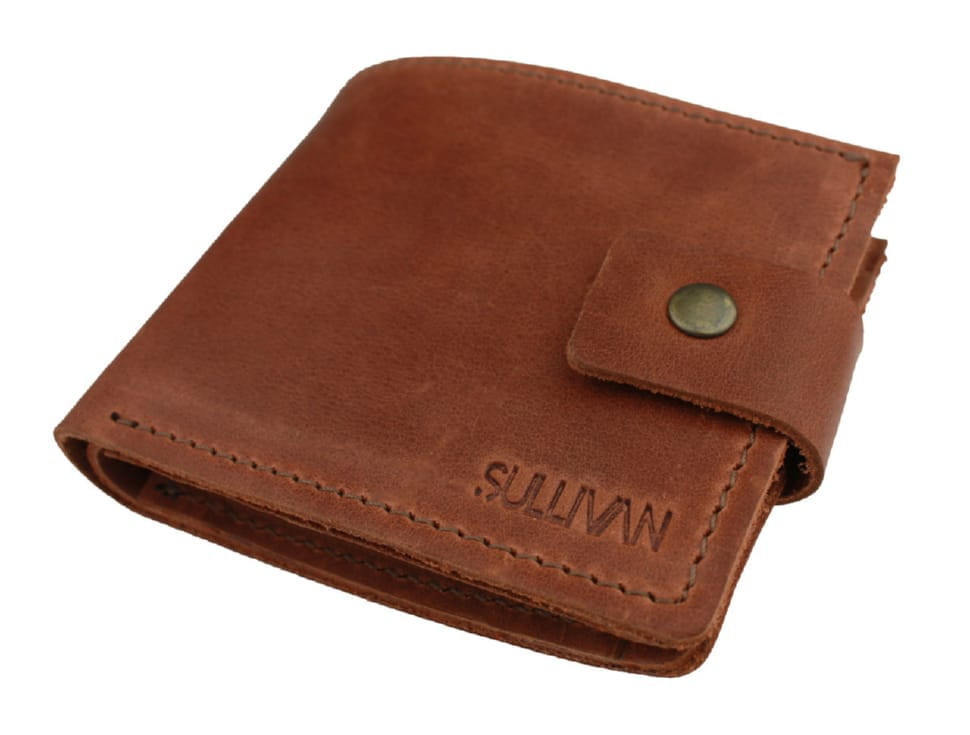 Mens small leather wallet SULLIVAN 962-4(8) light brown