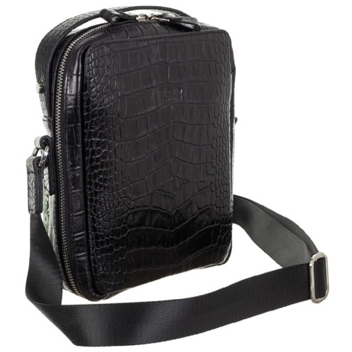 Барсетка м'яка шкіряна BOND 1447-356 чорний кроко