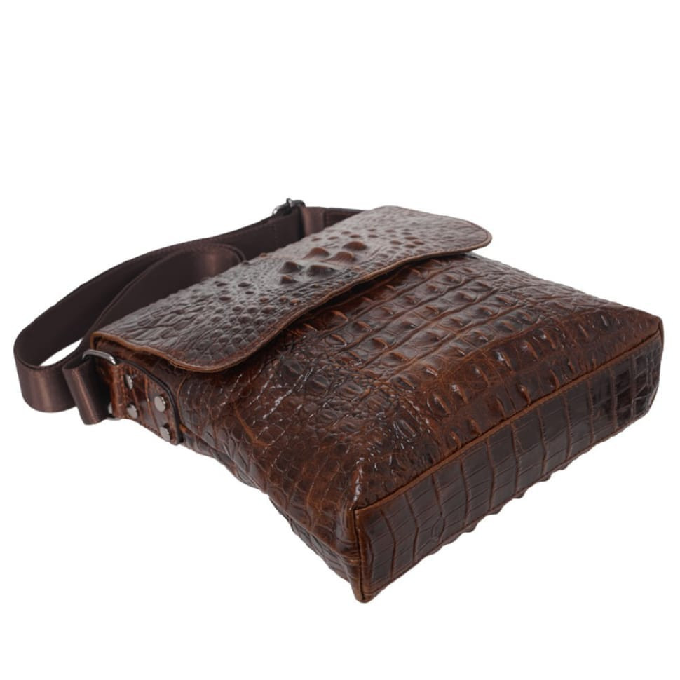 Мужская кожаная сумка через плечо BUFFALO BAGS M9881C коричневый кроко