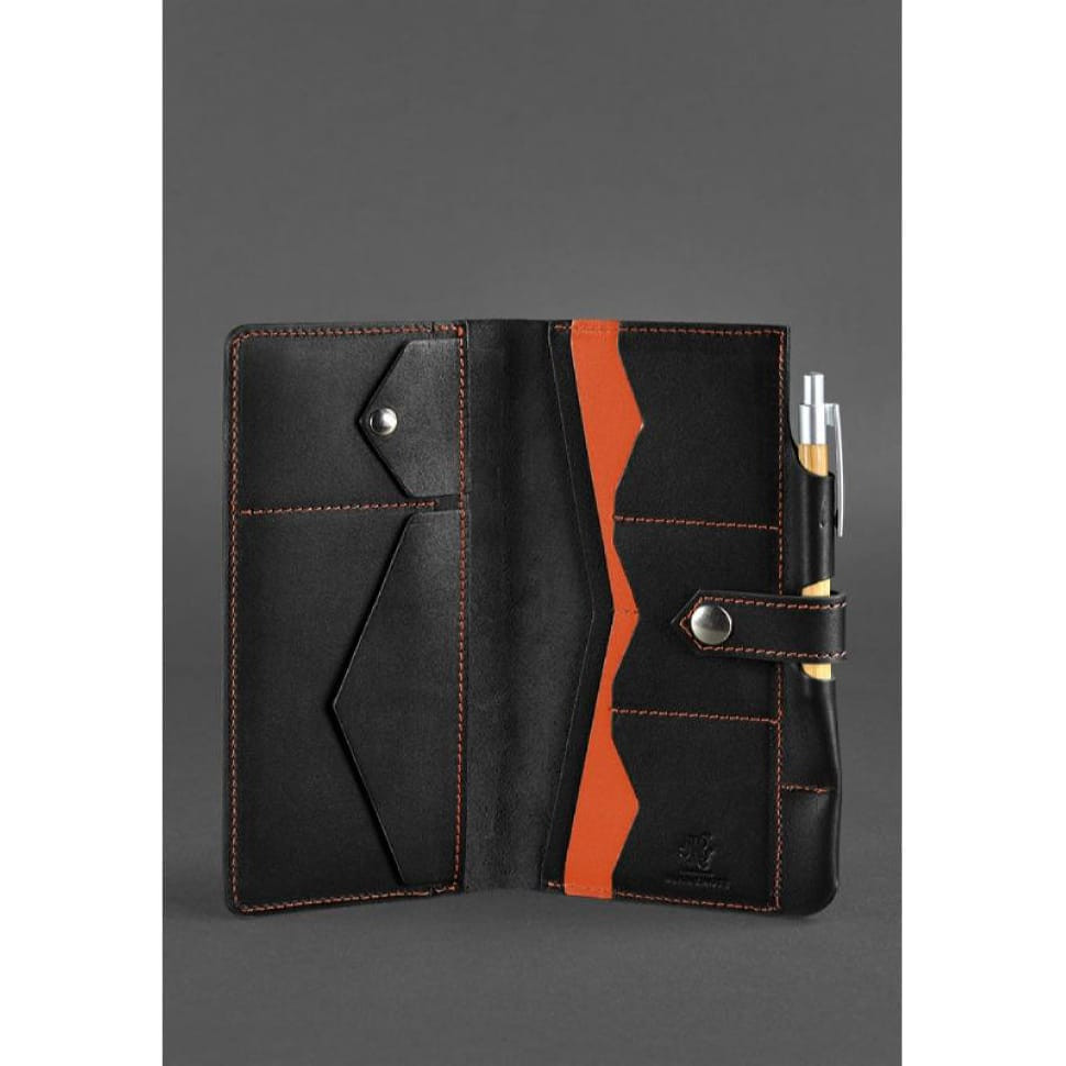 Шкіряний тревел-кейс 4.0 чорний з помаранчевим