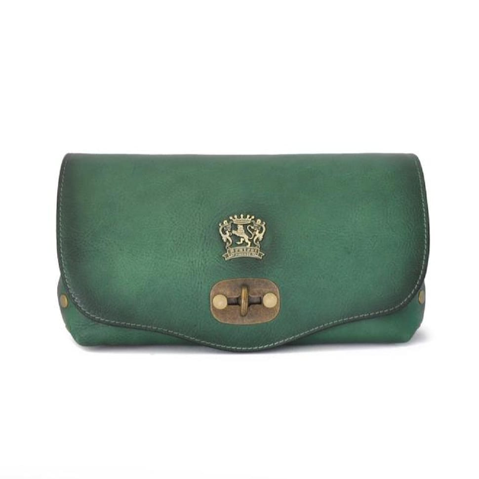 Pratesi BEM161 - Castel Del Piano Clutche in cow leather Bruce Emerald