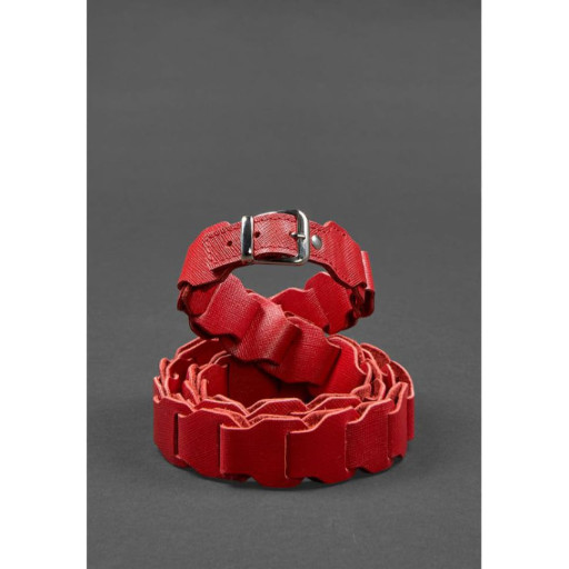 Жіночий шкіряний бохо-ремінь червоний Saffiano