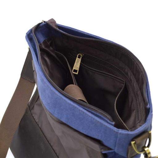 Сумка через плече з парусини navy та кінської шкіри RKc-6600-4lx TARWA