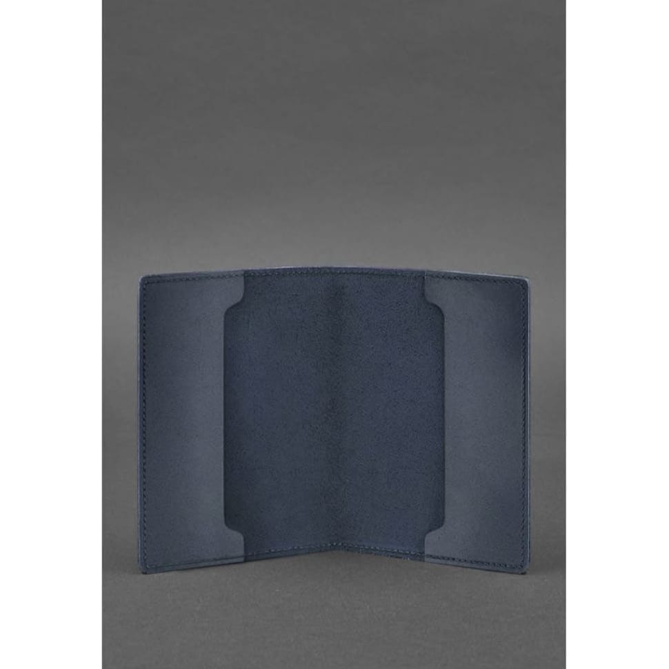 Шкіряна обкладинка для військового квитка офіцера запасу 8.0 темно-синя