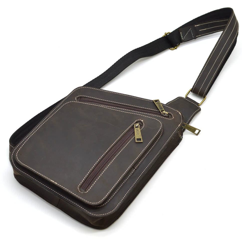 Шкіряний рюкзак слінг нагрудна сумка TARWA RC-0096-3md