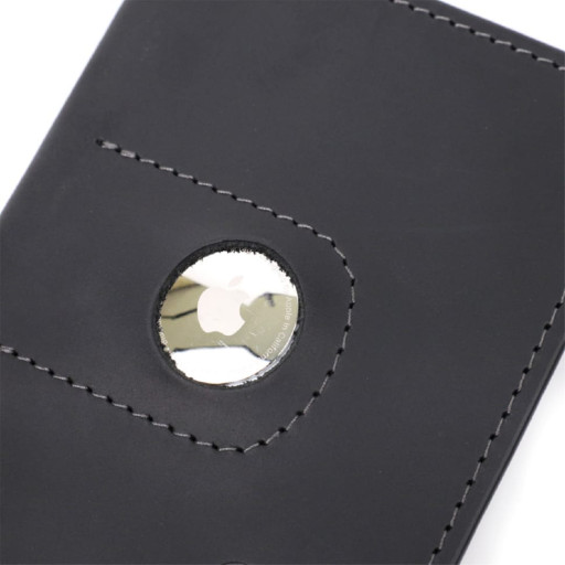 Надійна шкіряна обкладинка на паспорт з утримувачем для Apple AirTag GRANDE PELLE 11620 Чорний