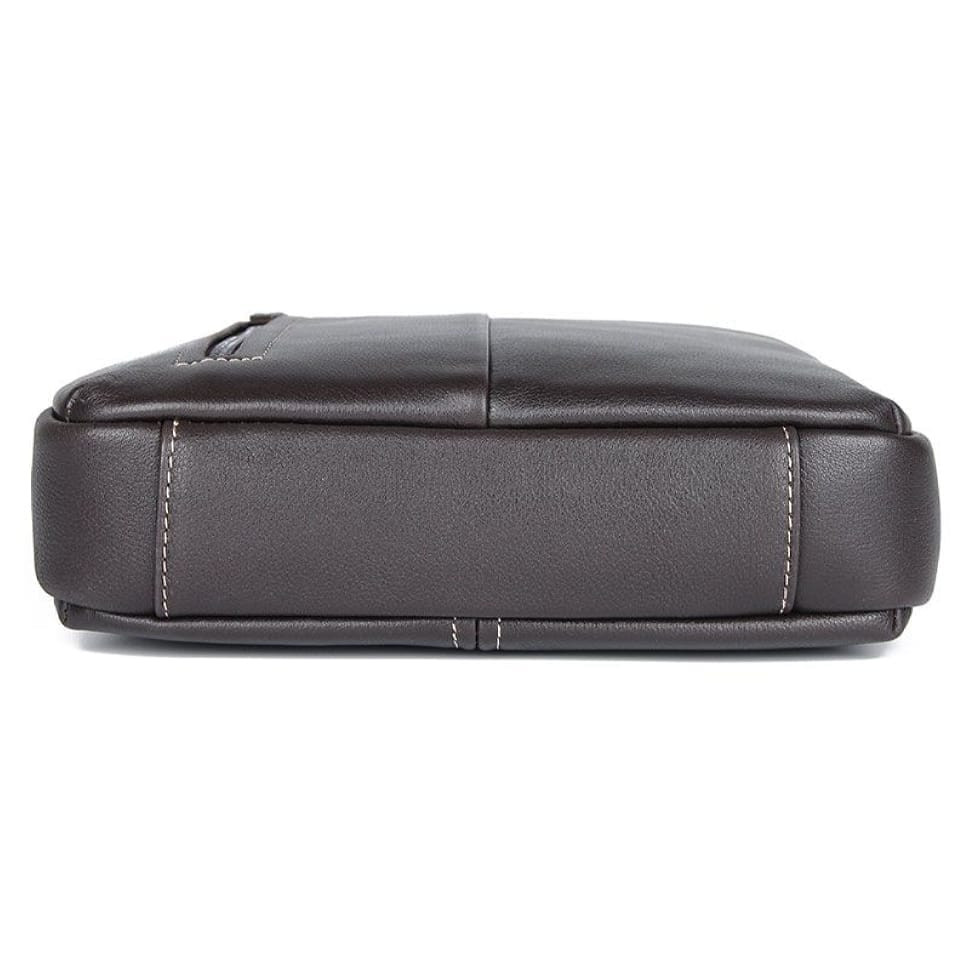 Шкіряна сумка через плече без клапана чоловіча коричнева John McDee 1047Q