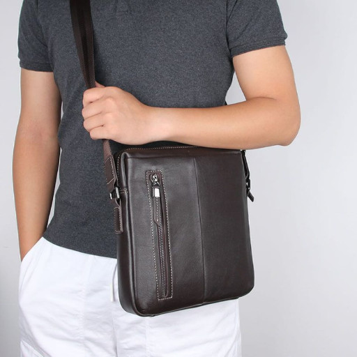 Шкіряна сумка через плече без клапана чоловіча коричнева John McDee 1047Q