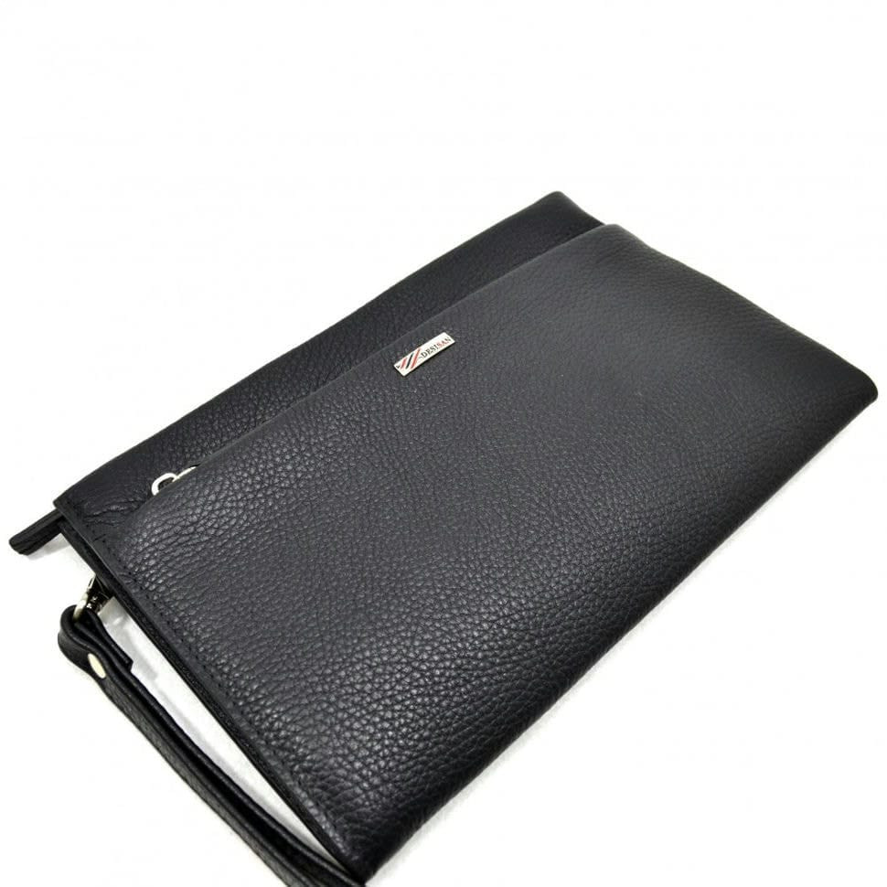 Барсетка кистьова шкіряна DESISAN 1460-011 чорний флотар