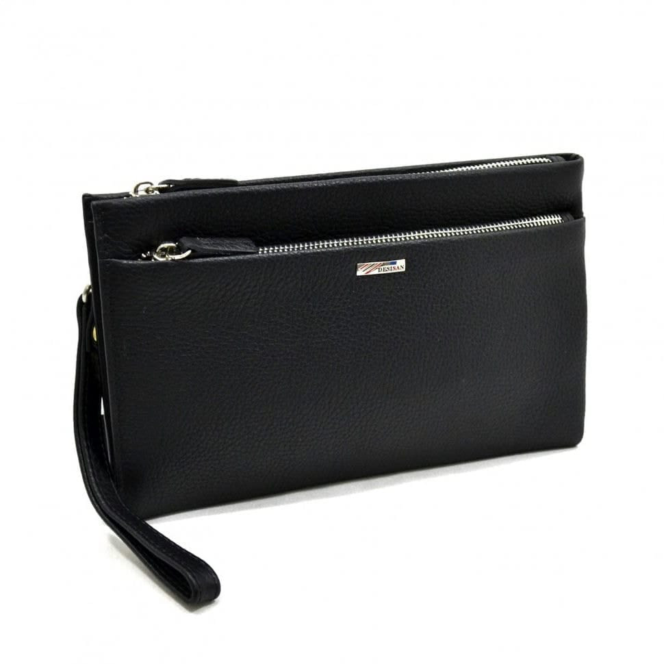 Барсетка кистьова шкіряна DESISAN 1460-011 чорний флотар