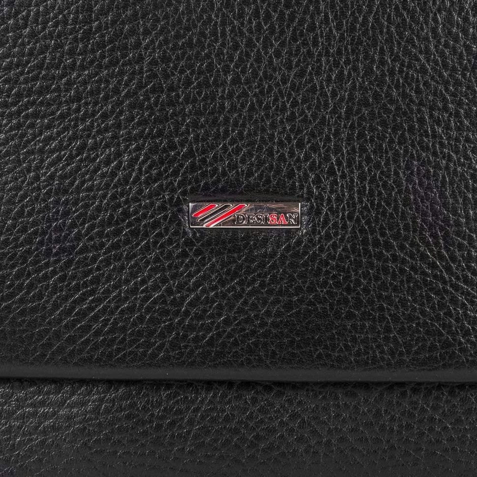 Барсетка м'яка шкіряна DESISAN 344-01 чорний дрібний флотар