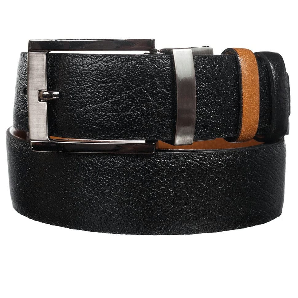 Шкіряний ремень YSK класика двосторонній 1004-19 чорно-кавовий