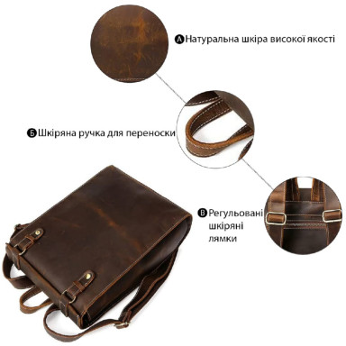 Рюкзак кожаный дорожный Vintage 14796 Коричневый