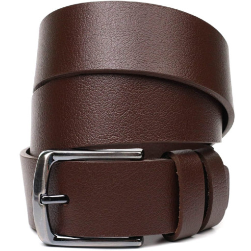 Універсальний чоловічий ремінь з механічною пряжкою з натуральної шкіри BOND 22071 Коричневий