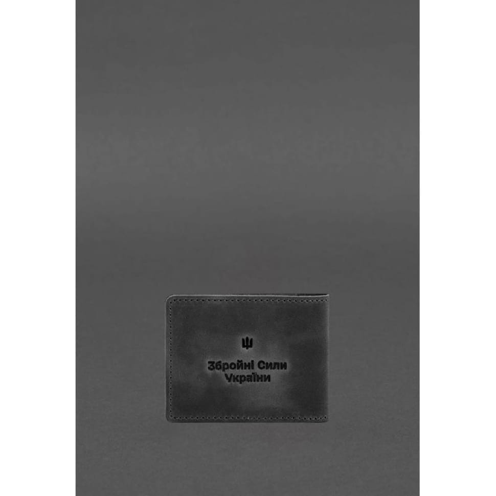 Шкіряна обкладинка для посвідчення учасника бойових дій (УБД) 2.2 чорний Crazy Horse