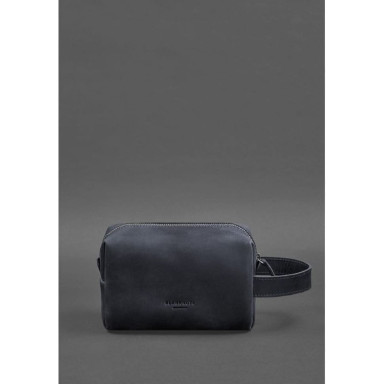 Leather cosmetic bag 5.0 Dark blue Crazy Horse