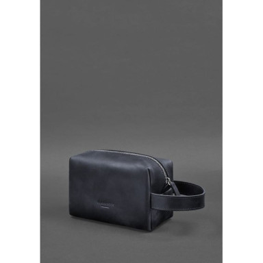 Leather cosmetic bag 5.0 Dark blue Crazy Horse