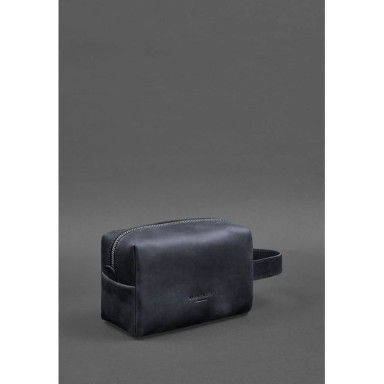 Leather cosmetic bag 5.0 Dark blue Crazy Horse