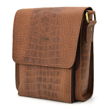Leather shoulder bag RepC-3027-4lx brand TARWA brown reptile