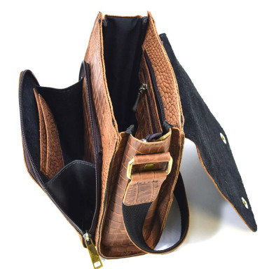 Leather shoulder bag RepC-3027-4lx brand TARWA brown reptile