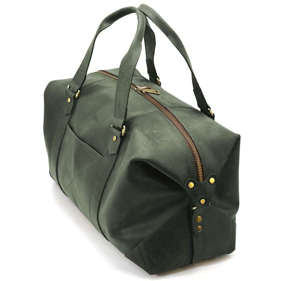 Шкіряна дорожня спортивна сумка тревел TARWA RE-0320-4lx зелена