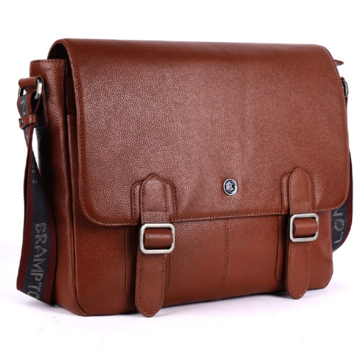 Шкіряна сумка месенджер для ноутбука 14 Brampton London Emissary Tan (Рудий)