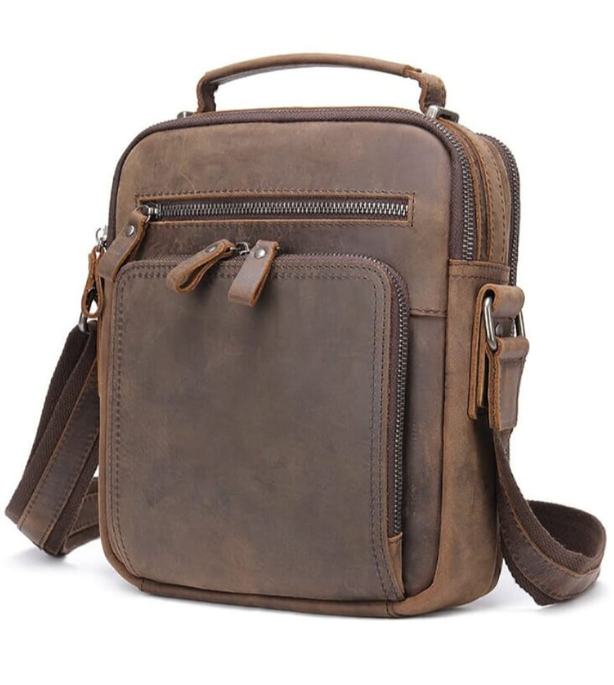 Чоловіча барсетка з ручкою через плече з vintage шкіри Bexhill bx6014 coffe