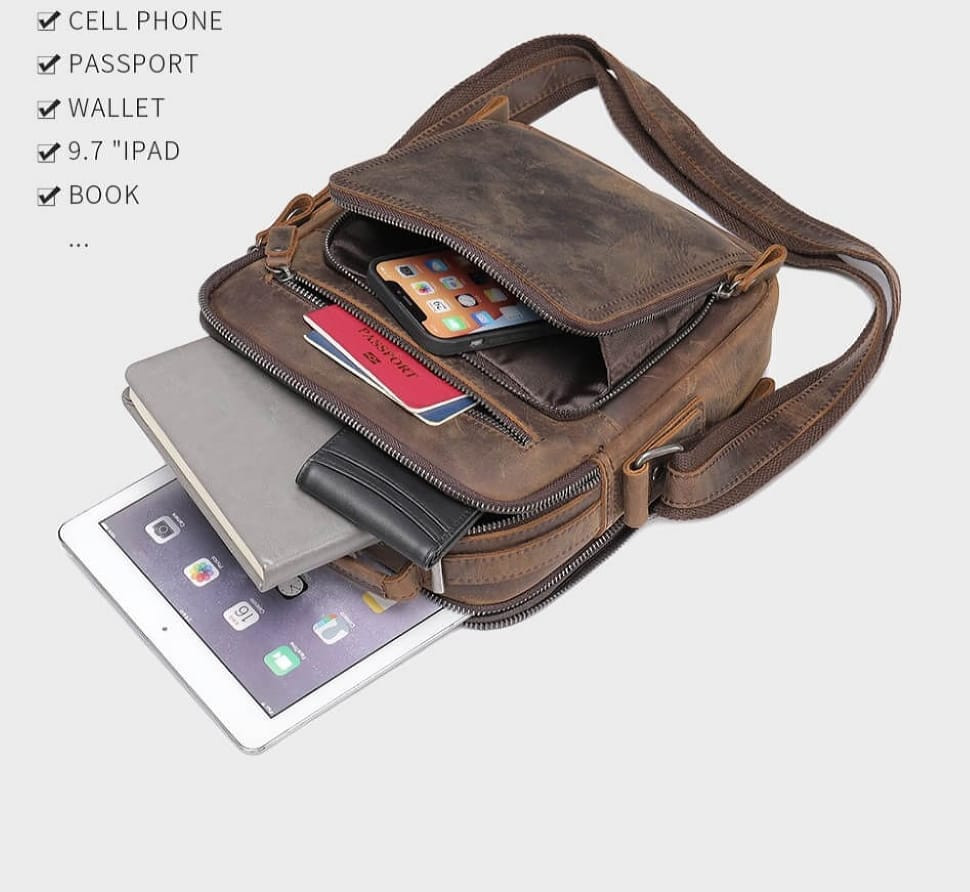 Чоловіча барсетка з ручкою через плече з vintage шкіри Bexhill bx6014 coffe