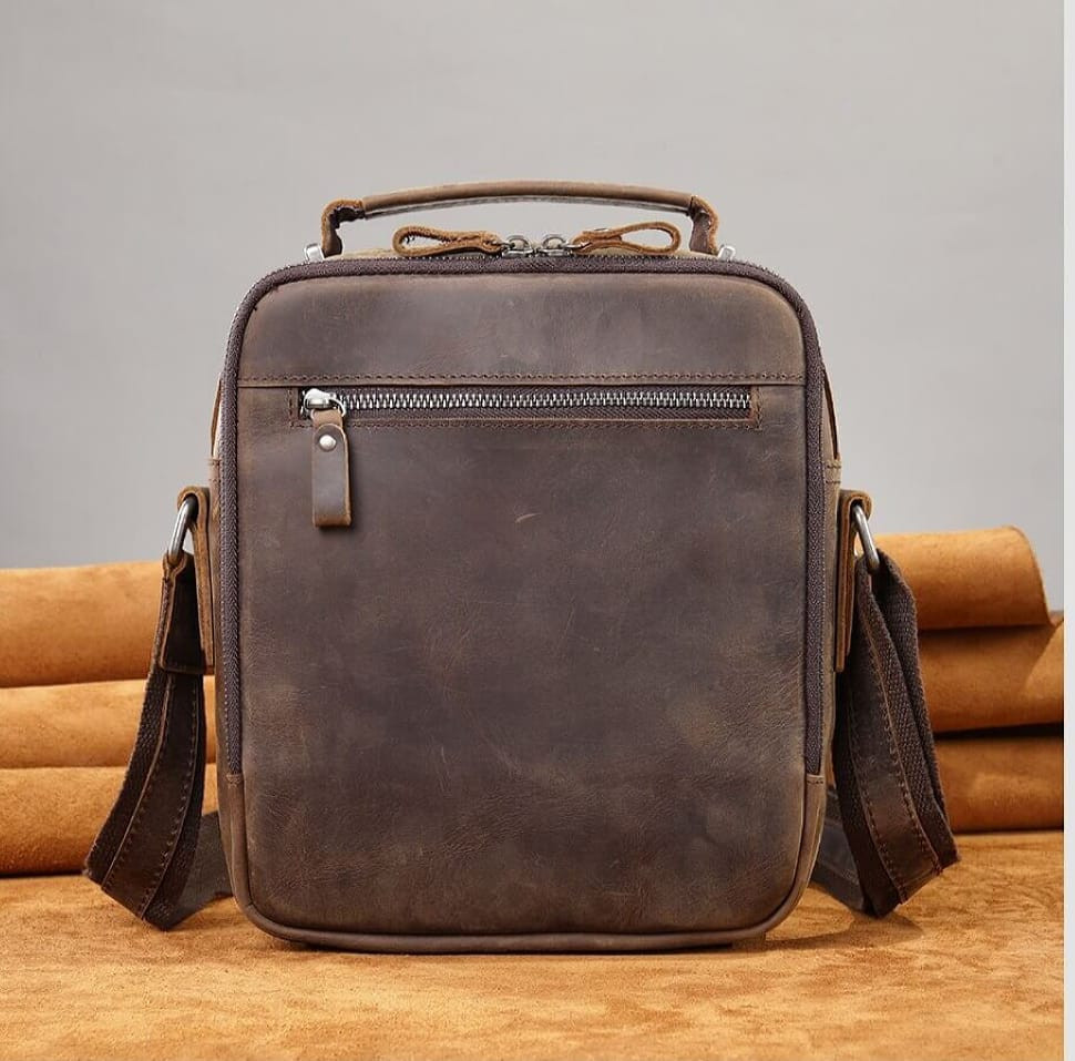 Чоловіча барсетка з ручкою через плече з vintage шкіри Bexhill bx6014 coffe