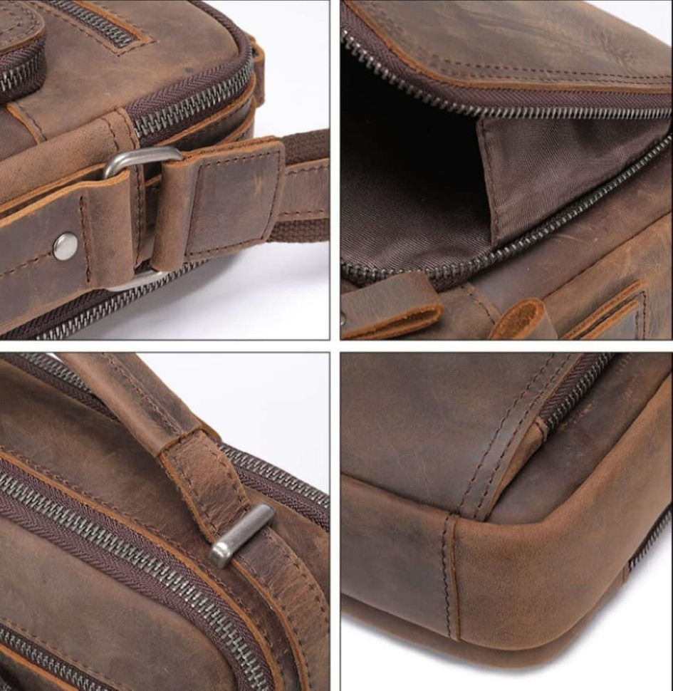 Чоловіча барсетка з ручкою через плече з vintage шкіри Bexhill bx6014 coffe