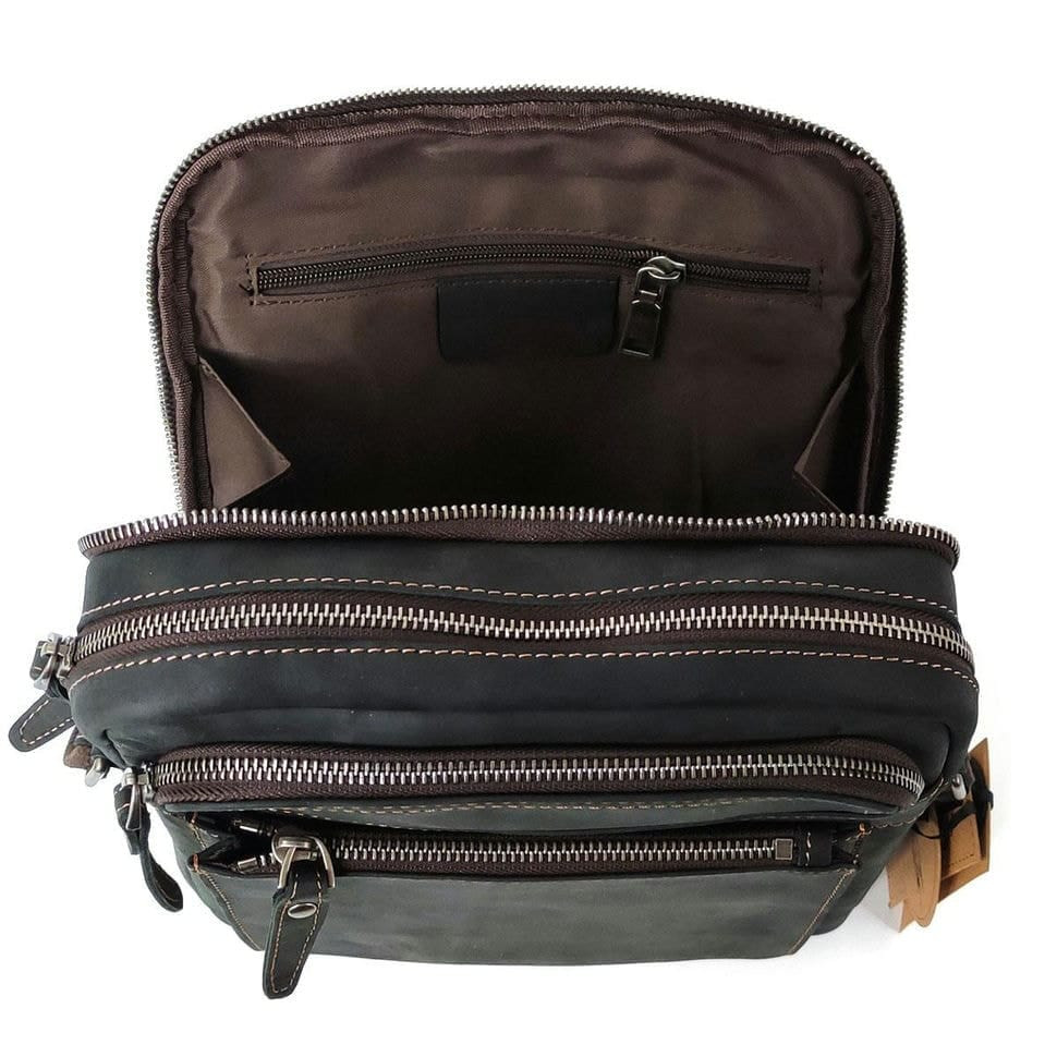 Чоловічий коричневий месенджер Tiding Bag S-JMD4-008 на блискавці.