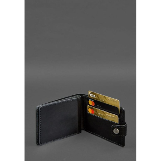 Шкіряна обкладинка-портмоне для посвідчення учасника бойових дій (УБД) Чорна