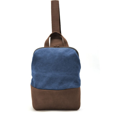 Shoulder sling, chest bag made of leather and canvas TARWA RCk-1905-3md