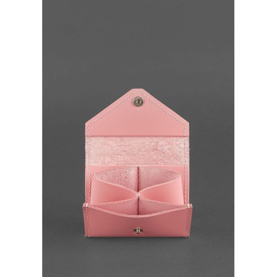 Женский кожаный кард-кейс 3.0 (Гармошка) Розовый с мандалой