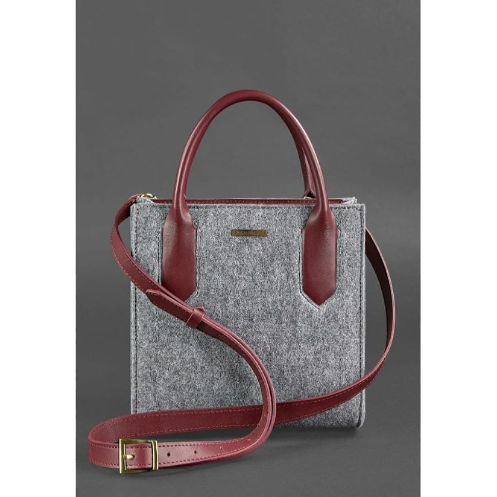 Фетрова жіноча сумка-кроссбоді Blackwood зі шкіряними бордовими вставками