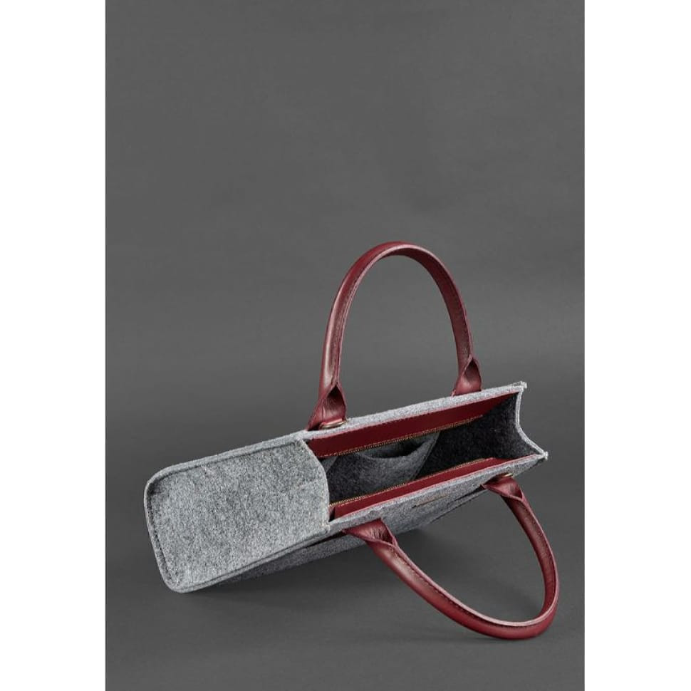 Фетрова жіноча сумка-кроссбоді Blackwood зі шкіряними бордовими вставками