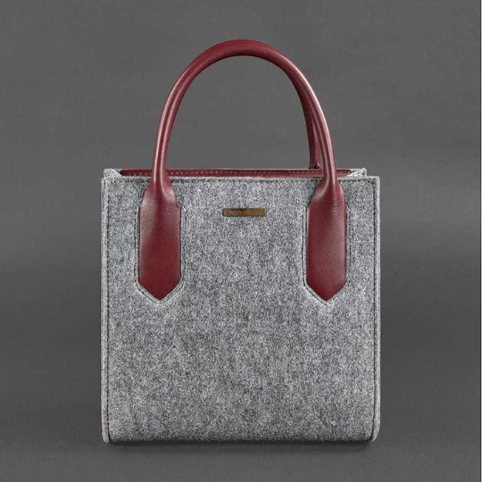 Фетрова жіноча сумка-кроссбоді Blackwood зі шкіряними бордовими вставками