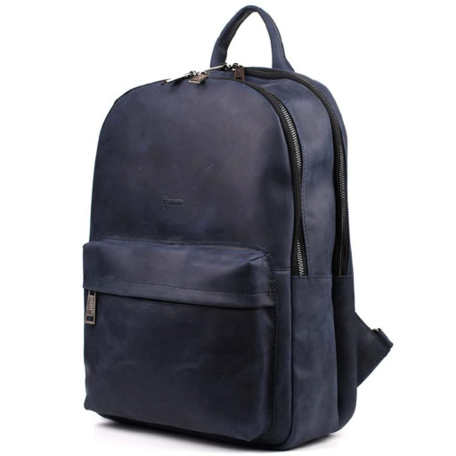 Чоловічий рюкзак шкіряний TARWA RK-7273-3md синій крейзі хорс