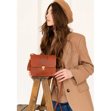 Lilu leather women's boho bag light brown Crazy Horse