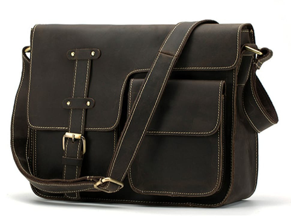 Темно-коричнева вінтажна сумка з кінської шкіри Bexhill Bx1050C